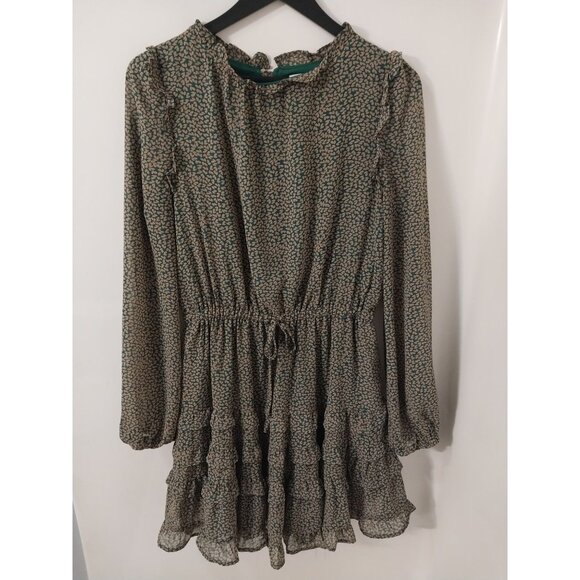 &merci Dresses & Skirts - &Merci Ruffle Neck Long Sleeve Pocket Dress All Over Print Sz M